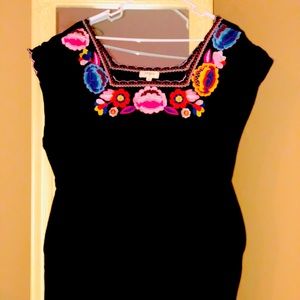 Black knee dress with pockets